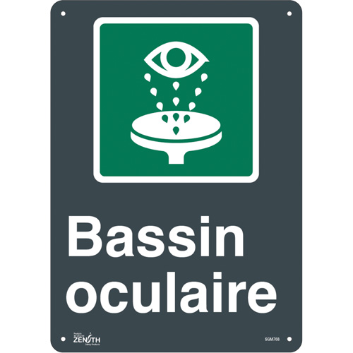 "Bassin Oculaire" Sign, 14" x 10", Aluminum, French with Pictogram