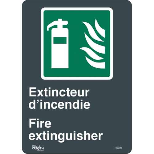 "Extincteur D'Incendie/Fire Extinguisher" Sign, 14" x 10", Vinyl, Bilingual with Pictogram
