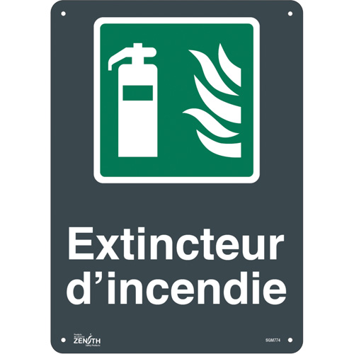 "Extincteur D'Incendie" Sign, 14" x 10", Aluminum, French with Pictogram