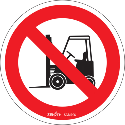 No Forklifts CSA Standard Safety Sign, 6" x 6", Vinyl, Pictogram