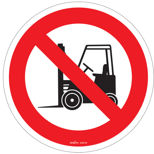 No Forklifts CSA Standard Safety Sign, 12" x 12", Vinyl, Pictogram