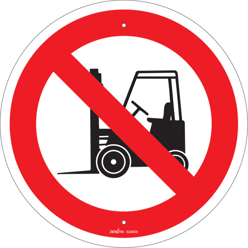 No Forklifts CSA Standard Safety Sign, 12" x 12", Plastic, Pictogram