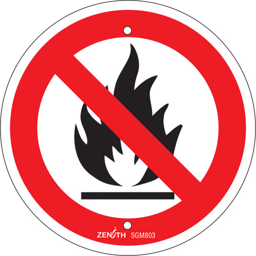 No Open Flames CSA Standard Safety Sign, 6" x 6", Plastic, Pictogram