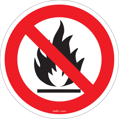 No Open Flames CSA Standard Safety Sign, 12" x 12", Vinyl, Pictogram