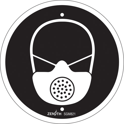 Respiratory Protection Required CSA Standard Safety Sign, 6" x 6", Plastic, Pictogram