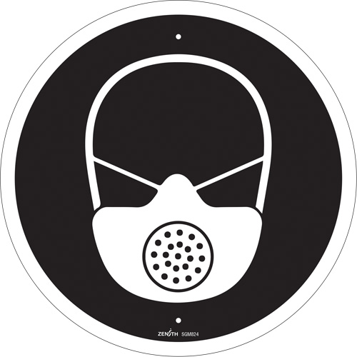Respiratory Protection Required CSA Standard Safety Sign, 12" x 12", Plastic, Pictogram