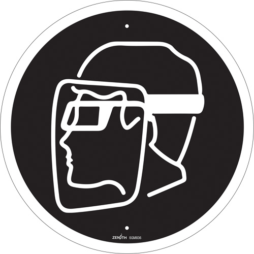 Face Protection Required CSA Standard Safety Sign, 12" x 12", Plastic, Pictogram