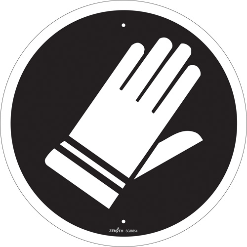 Hand Protection Required CSA Standard Safety Sign, 12" x 12", Plastic, Pictogram