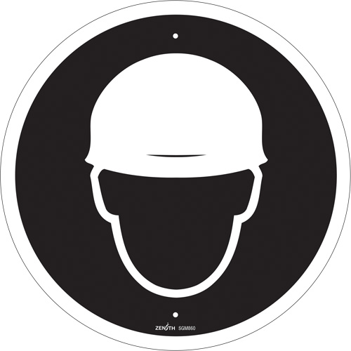 Hard Hat Protection Required CSA Standard Safety Sign, 12" x 12", Plastic, Pictogram