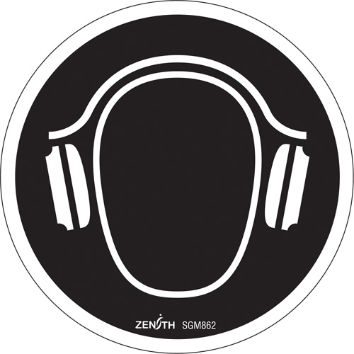 Hearing Protection Required CSA Standard Safety Sign, 6" x 6", Vinyl, Pictogram