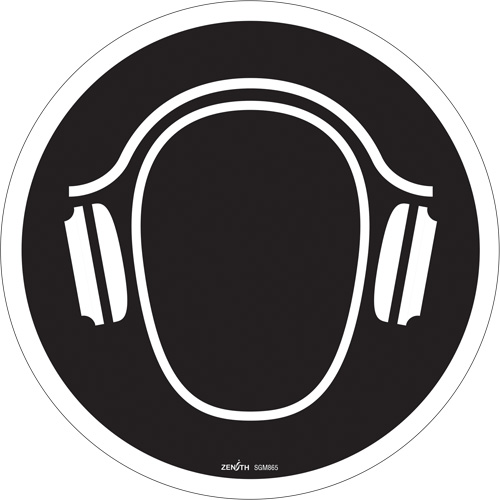Hearing Protection Required CSA Standard Safety Sign, 12" x 12", Vinyl, Pictogram