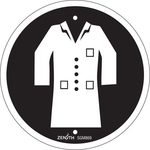 Lab Coat Required CSA Standard Safety Sign, 6" x 6", Plastic, Pictogram