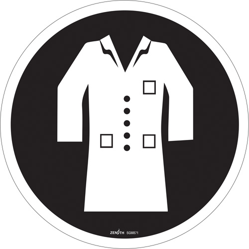 Lab Coat Required CSA Standard Safety Sign, 12" x 12", Vinyl, Pictogram