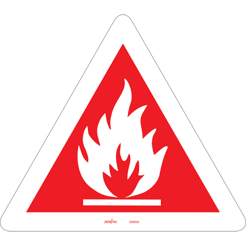 Flammable CSA Standard Safety Sign, 12" x 12", Vinyl, Pictogram
