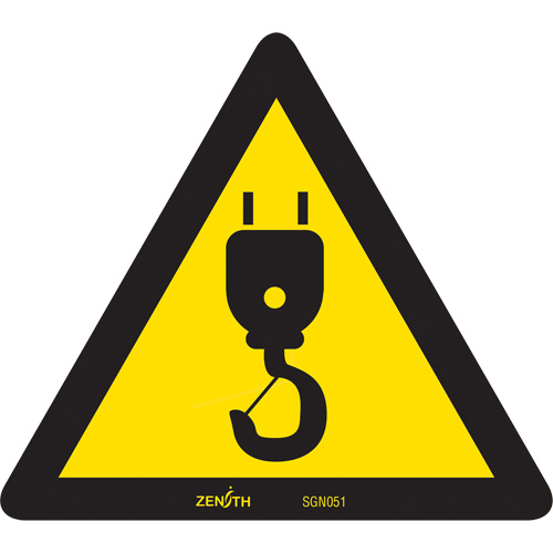 Crane CSA Standard Safety Sign, 6" x 6", Vinyl, Pictogram