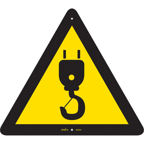 Crane CSA Standard Safety Sign, 12" x 12", Plastic, Pictogram