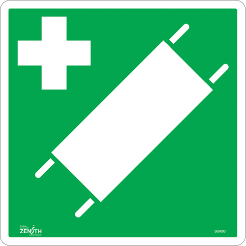First Aid Stretcher CSA Standard Safety Sign, 12" x 12", Vinyl, Pictogram