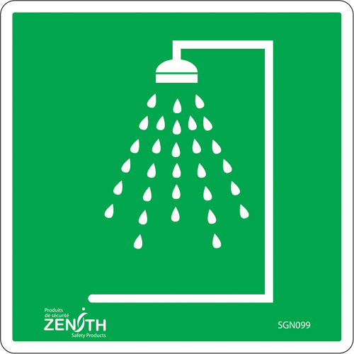 Emergency Shower CSA Standard Safety Sign, 6" x 6", Vinyl, Pictogram