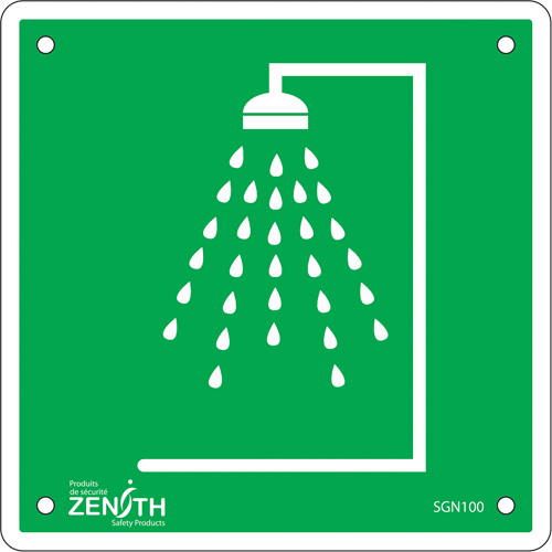 Emergency Shower CSA Standard Safety Sign, 6" x 6", Plastic, Pictogram