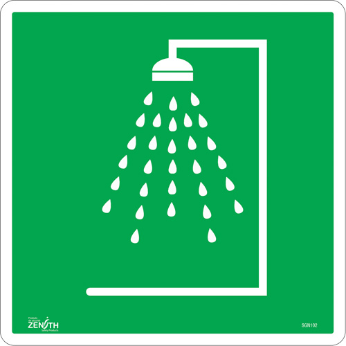 Emergency Shower CSA Standard Safety Sign, 12" x 12", Vinyl, Pictogram