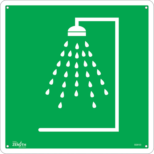 Emergency Shower CSA Standard Safety Sign, 12" x 12", Plastic, Pictogram