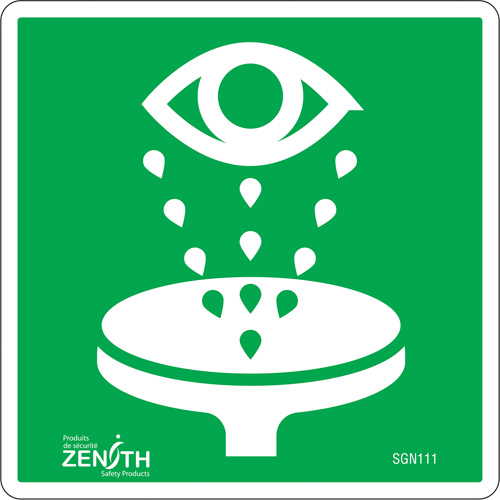 Eye Wash CSA Standard Safety Sign, 6" x 6", Vinyl, Pictogram