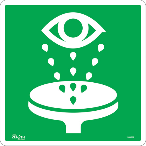 Eye Wash CSA Standard Safety Sign, 12" x 12", Vinyl, Pictogram