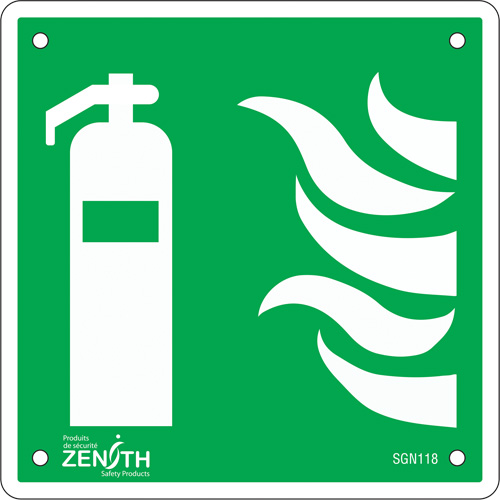 Fire Extinguisher CSA Standard Safety Sign, 6" x 6", Plastic, Pictogram