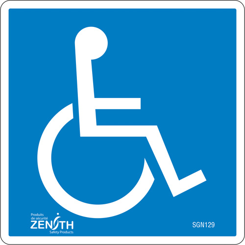 Handicap CSA Standard Safety Sign, 6" x 6", Vinyl, Pictogram