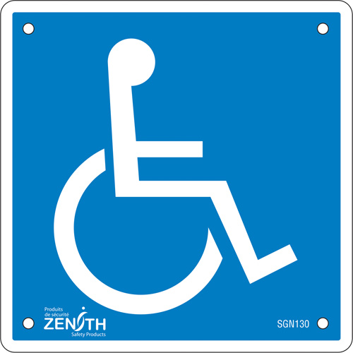 Handicap CSA Standard Safety Sign, 6" x 6", Plastic, Pictogram