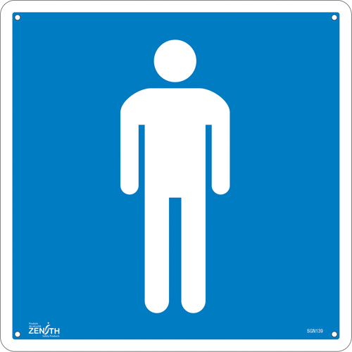 Men CSA Standard Safety Sign, 12" x 12", Plastic, Pictogram