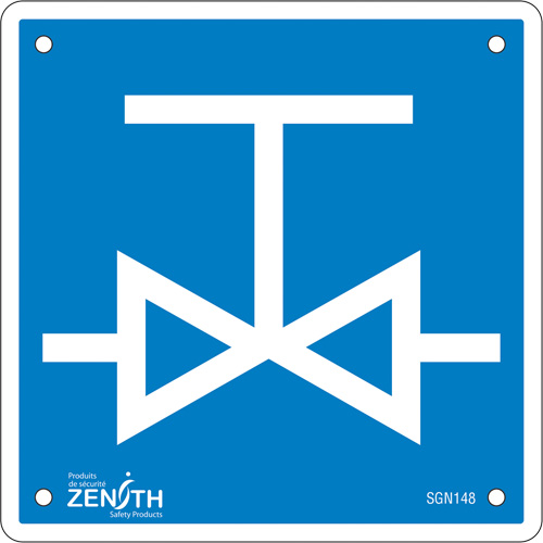 Valve CSA Standard Safety Sign, 6" x 6", Plastic, Pictogram