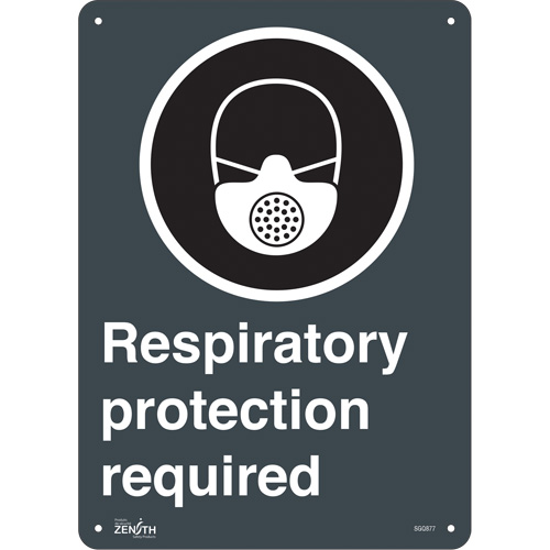 Respiratory Protection Required CSA Standard Safety Sign, 14" x 10", Aluminum, English with Pictogram
