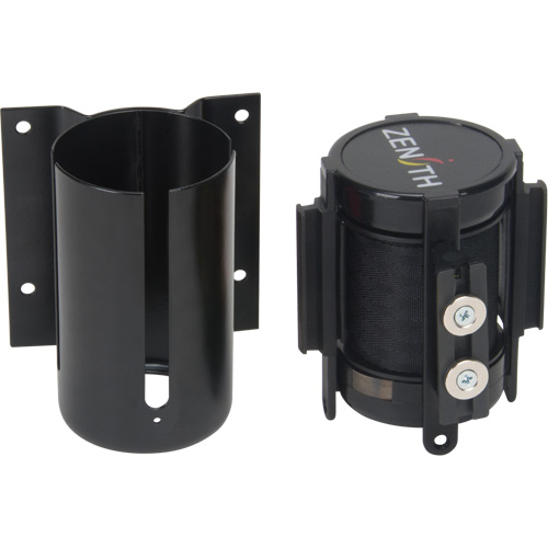 Wall Mount Barrier with Magnetic Tape, Steel, Screw Mount, 7', Black Tape
