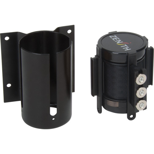 Wall Mount Barrier with Magnetic Tape, Steel, Screw Mount, 12', Black Tape