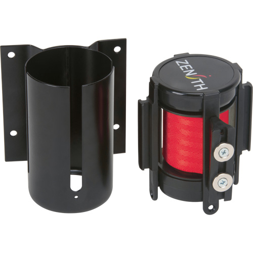 Wall Mount Barrier with Magnetic Tape, Steel, Screw Mount, 7', Red Tape