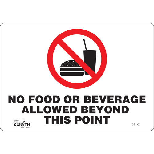 "No Food or Beverage Allowed Beyond This Point" Sign, 7" x 10", Vinyl, English