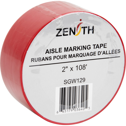 Aisle Marking Tape, 2" x 108', PVC, Red