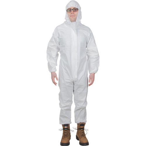 Premium Hooded Coveralls, Medium, White, Microporous