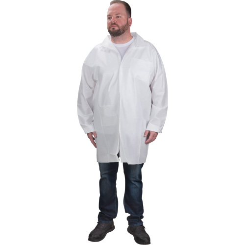 Protective Lab Coat, Microporous, White, Medium