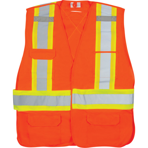 CSA-Compliant High-Visibility Surveyor Vest, High Visibility Orange, Medium, Polyester