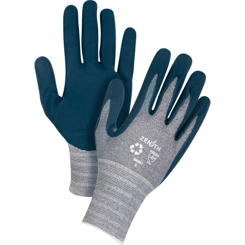 Eco-Friendly Lightweight Coated Gloves, 9, Foam Nitrile Coating, 15 Gauge, Polyester/RPET Shell