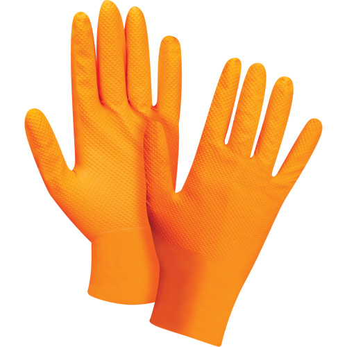 Heavyweight Tactile Grip Examination Gloves, X-Large, Nitrile, 8-mil, Powder-Free, Orange