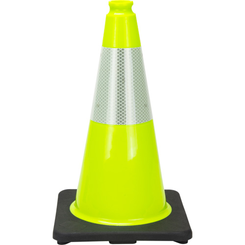Premium Traffic Cone, 18", Lime Green, 6" Reflective Collar(s)