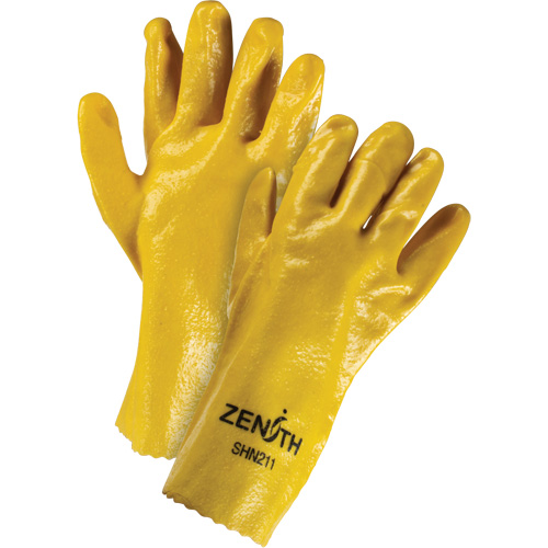 Rough-Finish Chemical-Resistant Gloves, Size 9, 12" L, PVC, Interlock Inner Lining, 47-mil