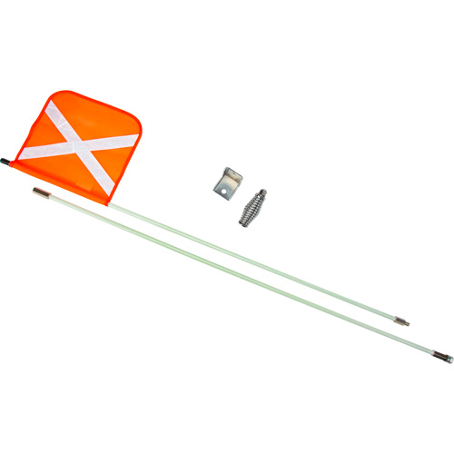 Heavy-Duty Safety Whip, Threaded Mount, 8' High, Orange with Reflective X