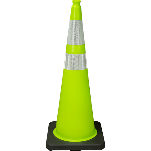 Premium Traffic Cone, 36", Lime Green, 4" & 6" Reflective Collar(s)