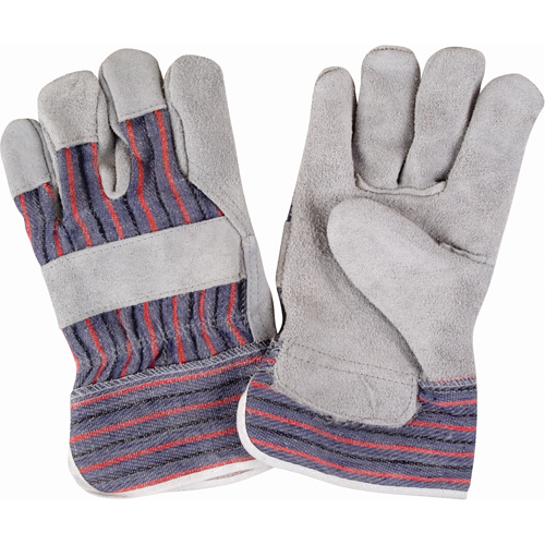 Rugged Fitters Gloves, Large, Split Cowhide Palm, Cotton Inner Lining