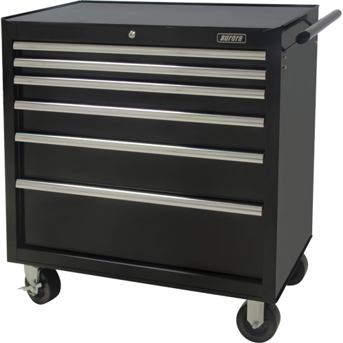 Industrial Tool Cart, 6 Drawers, 39" W x 20-4/5" D x 38-1/2" H, Black