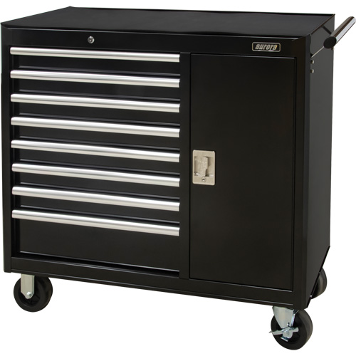 Industrial Tool Cart, 8 Drawers, 44-3/10" W x 21-1/10" D x 36-7/10" H, Black